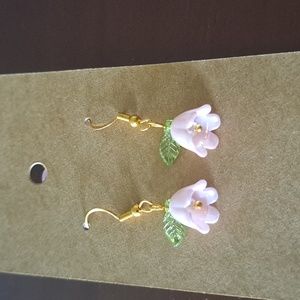 💜Pink flower earrings
